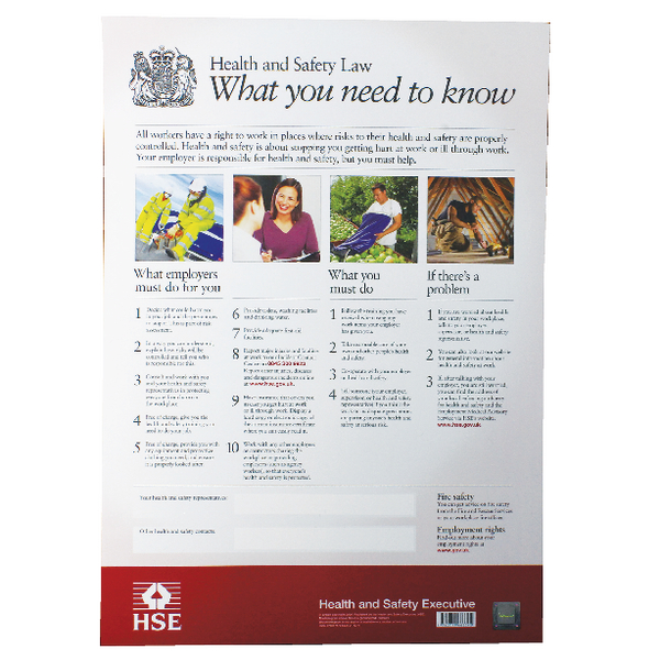 Poster Health And Safety Law Hse A2 Onestopstationery 5527